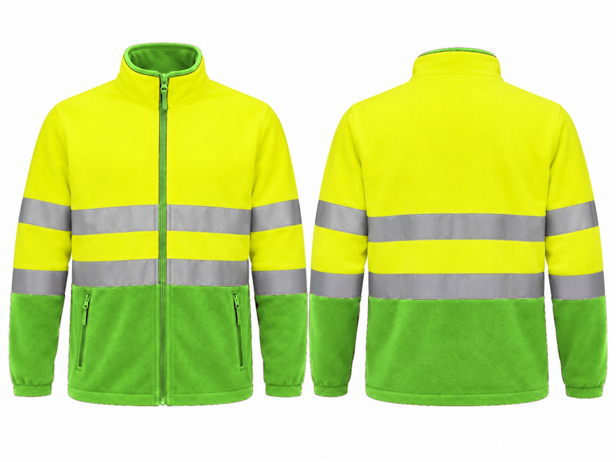 Valento VA804 AIRPORT hi-vis fleece jas fluogeel appelgroen borduren
