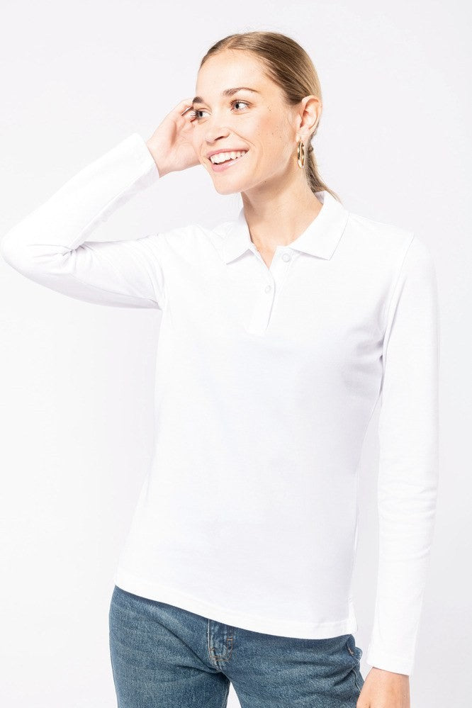 Kariban K244 Dames Polo Lange Mouwen Borduren | Katoen | 220 g/m²
