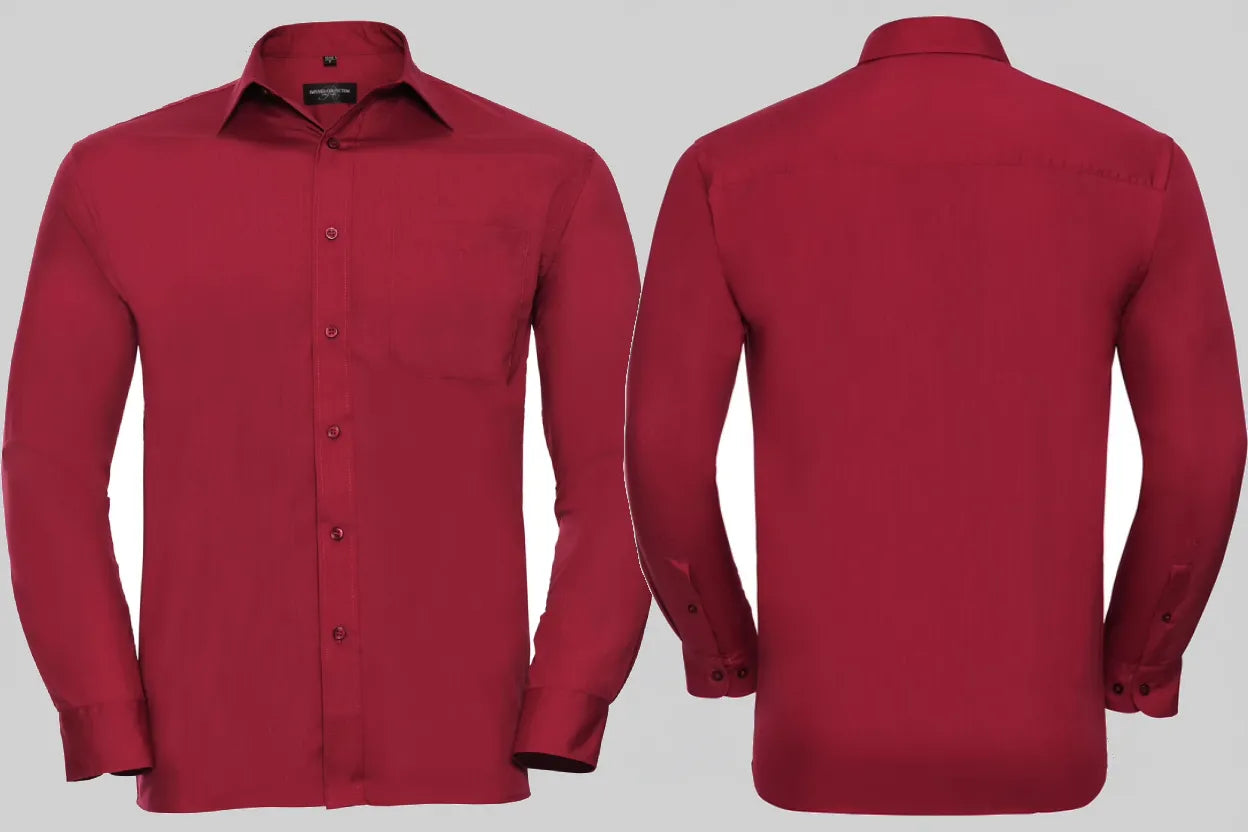 Russell Collection RU934M Poly/Katoenen Easy Care Poplin Overhemd Lange Mouw Borduren | 65% Polyester 35% Katoen | 110 g/m²