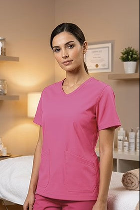 Valento CQVALAV Lavender Scrub Top Dames Slim Fit Borduren | 150 g