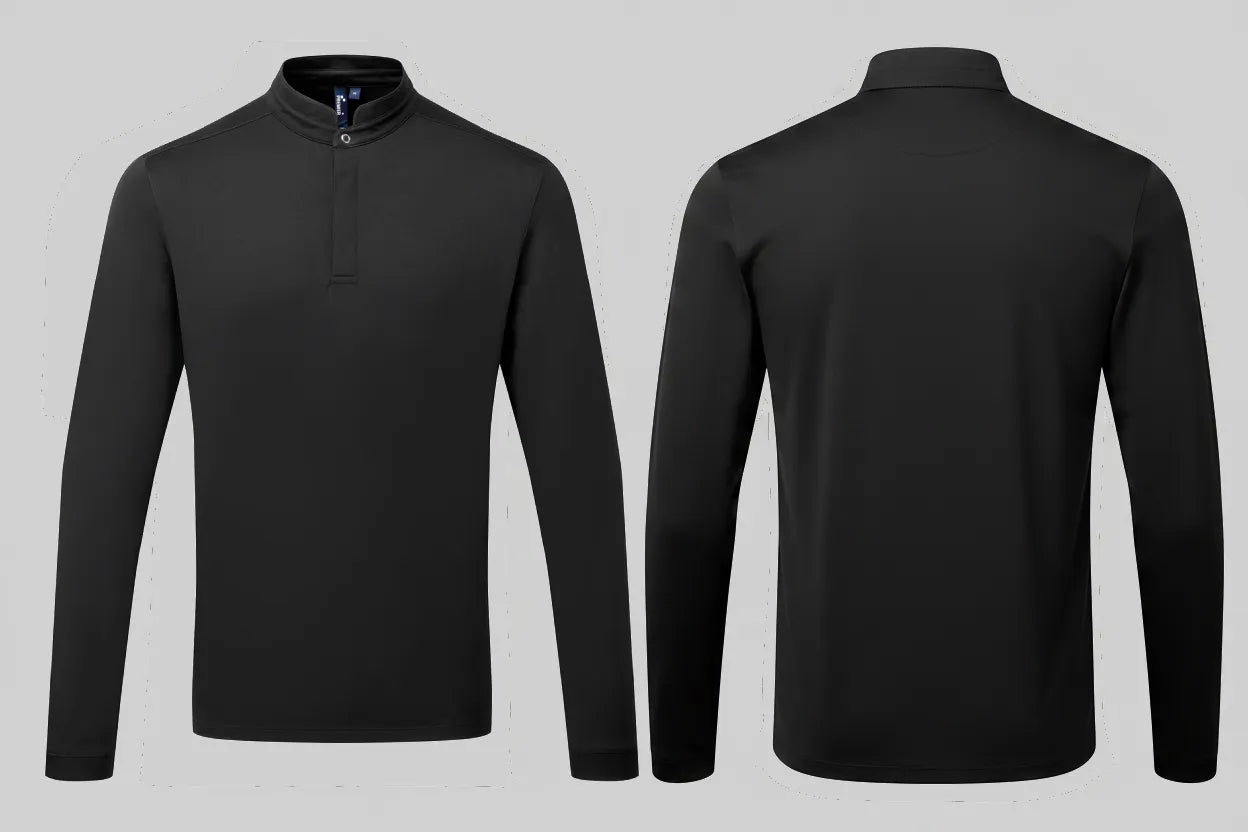 Premier PR647 Coolchecker® Essential Kokspolo met Lange Mouwen Borduren | 100% Gerecycled Polyester | 330 g