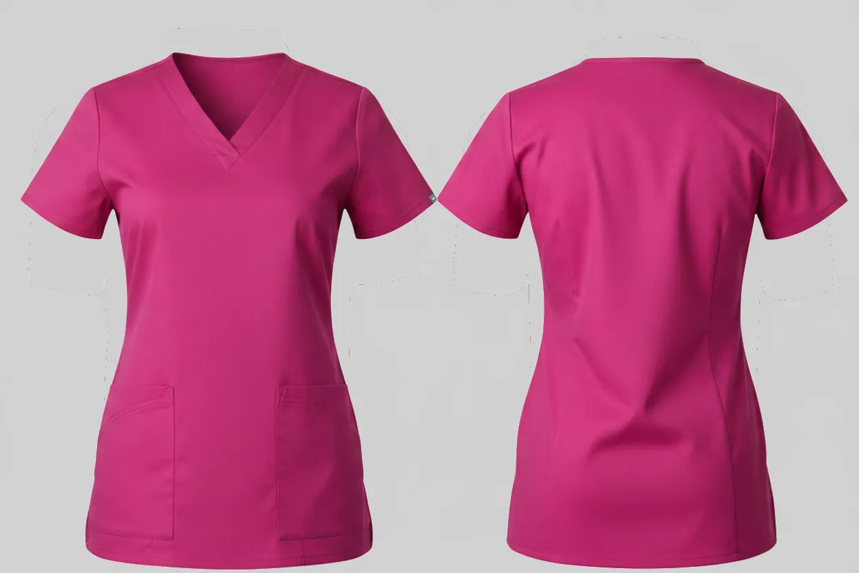 Valento CQVALAV Lavender Scrub Top Dames Slim Fit Borduren | 150 g