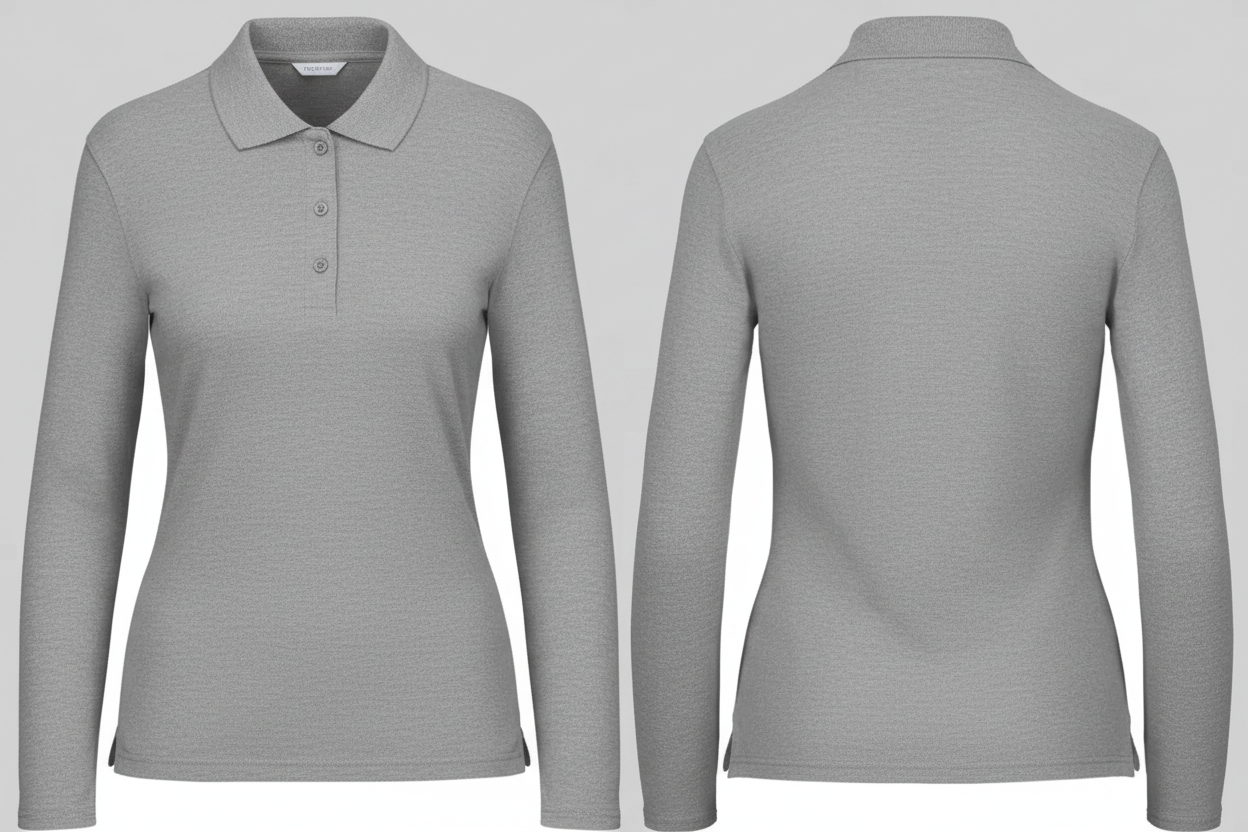 Kariban K244 Dames Polo Lange Mouwen Borduren | Katoen | 220 g/m²