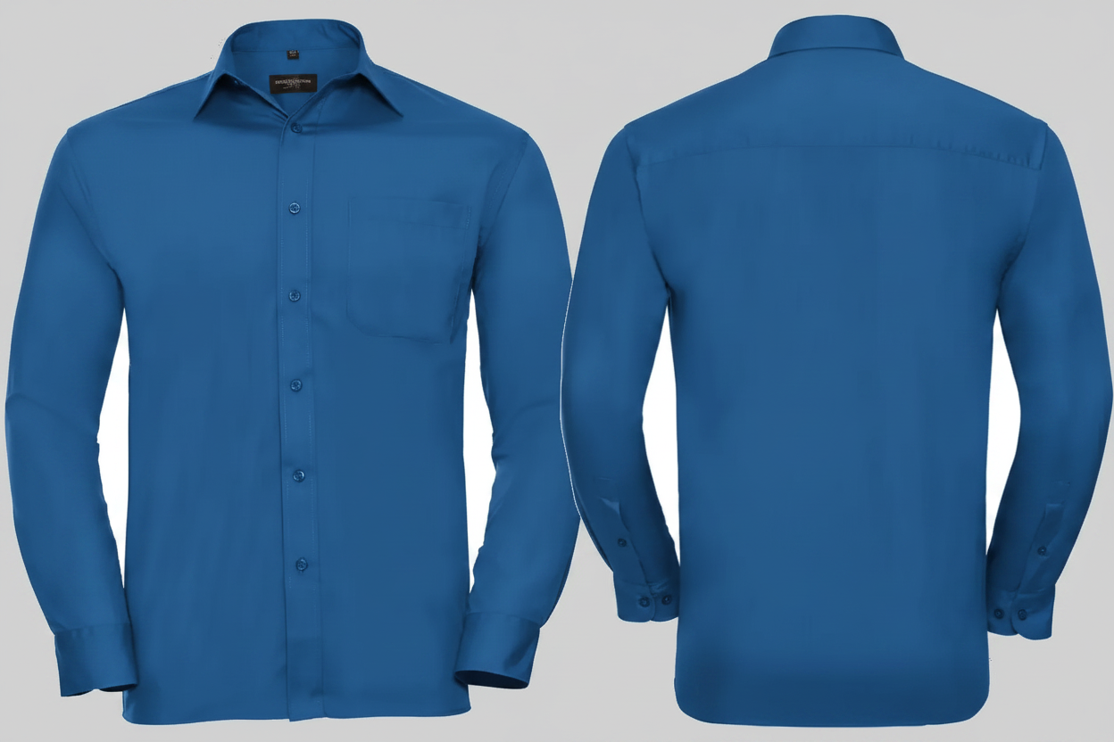 Russell Collection RU934M Poly/Katoenen Easy Care Poplin Overhemd Lange Mouw Borduren | 65% Polyester 35% Katoen | 110 g/m²
