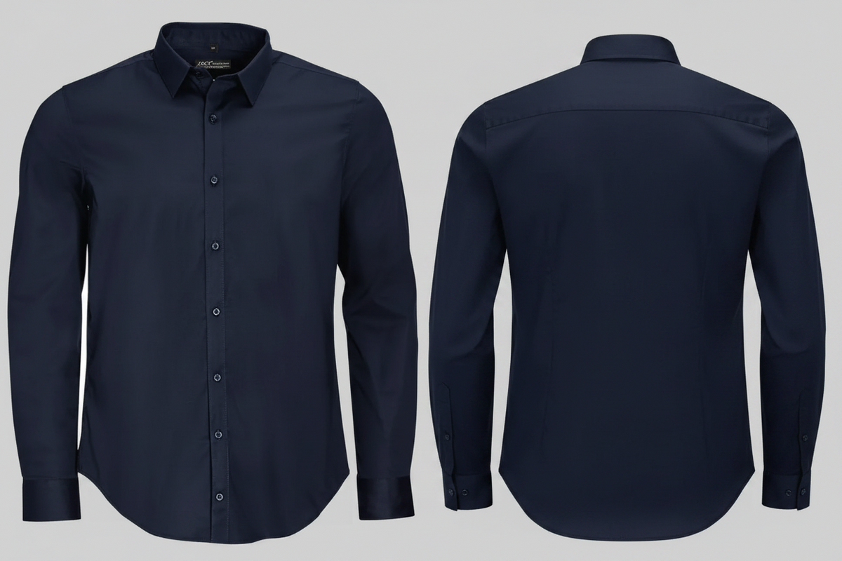Blake men heren hemd stretch lange mouwen borduren donkerblauw - SOL'S BM01426