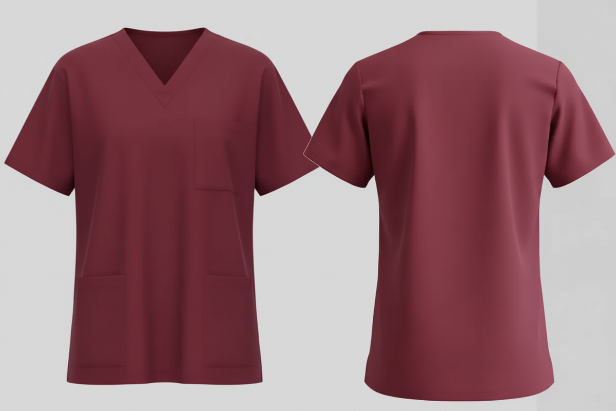 Scrub tunic borduren bordeaux - Radsow Uneek UC921