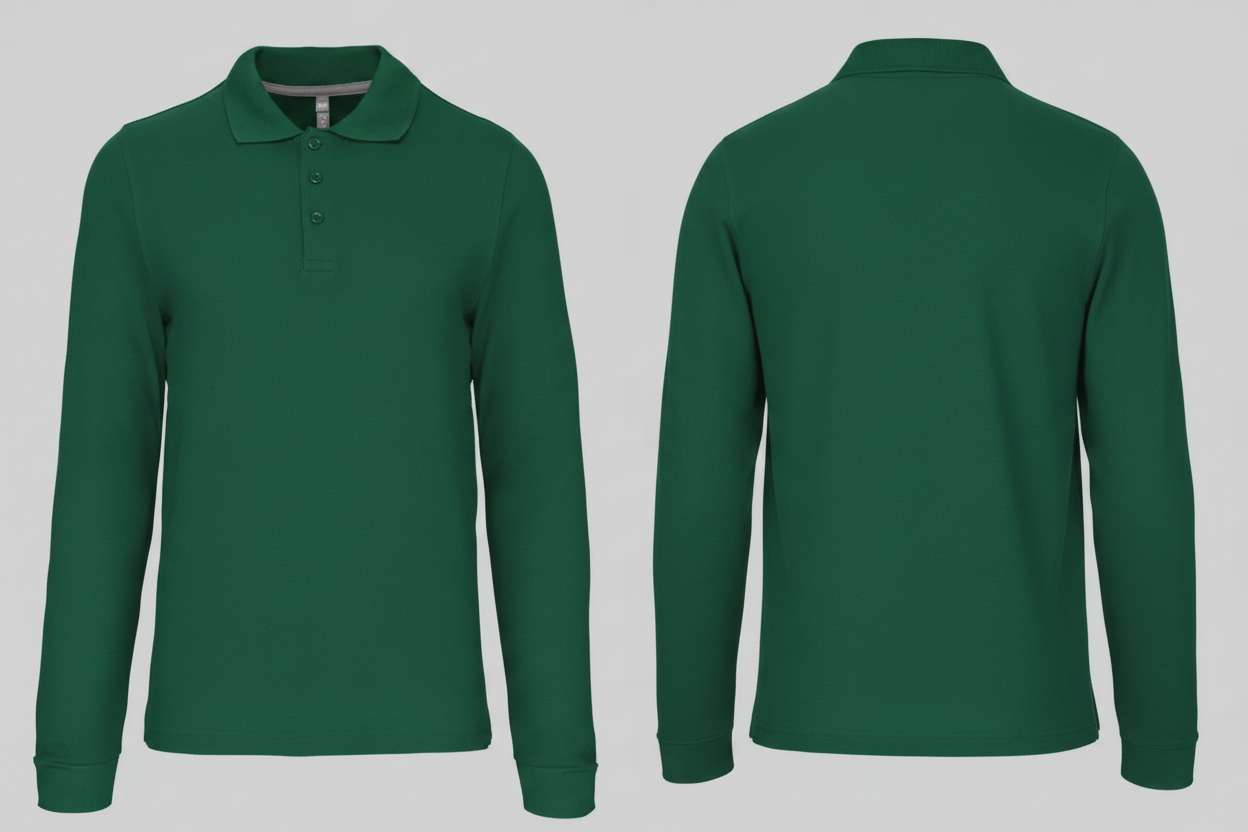 Kariban K243 Heren Polo Lange Mouwen Borduren | Katoen | 220 g/m²