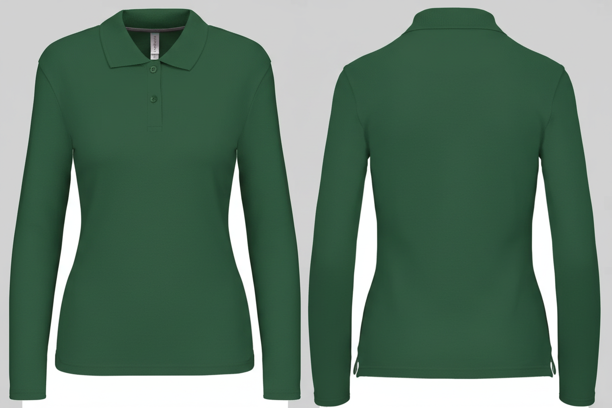 Kariban K244 Dames Polo Lange Mouwen Borduren | Katoen | 220 g/m²