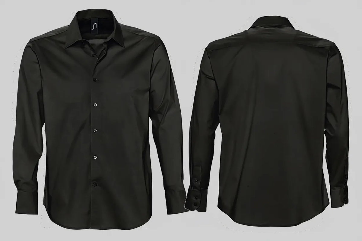 Brighton heren hemd stretch lange mouwen borduren - SOL'S BH17000