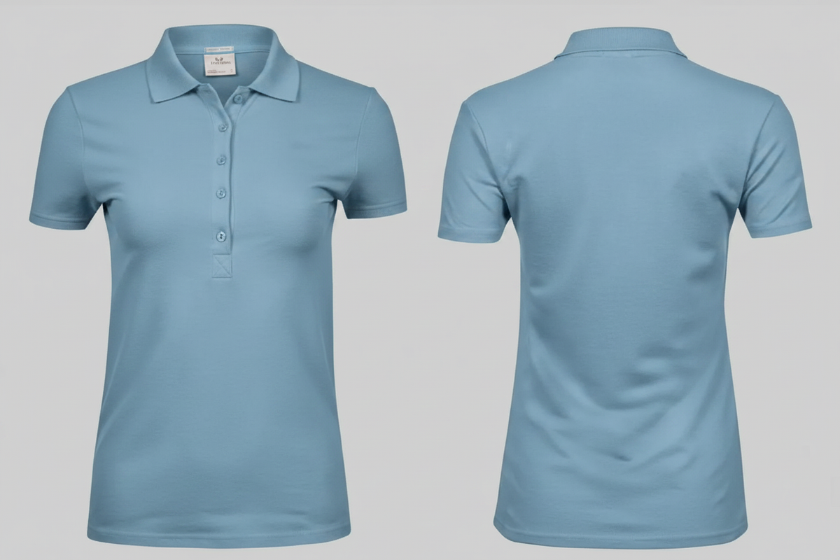 Dames luxe stretch polo borduren lichtblauw - Tee Jays TJ145