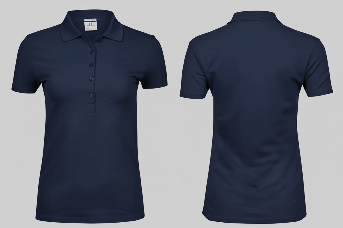 Dames luxe stretch polo borduren marine - Tee Jays TJ145