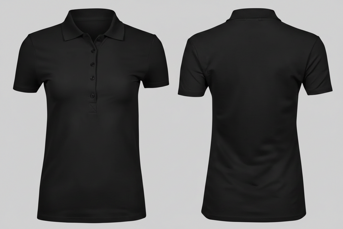 Dames luxe stretch polo borduren zwart - Tee Jays TJ145