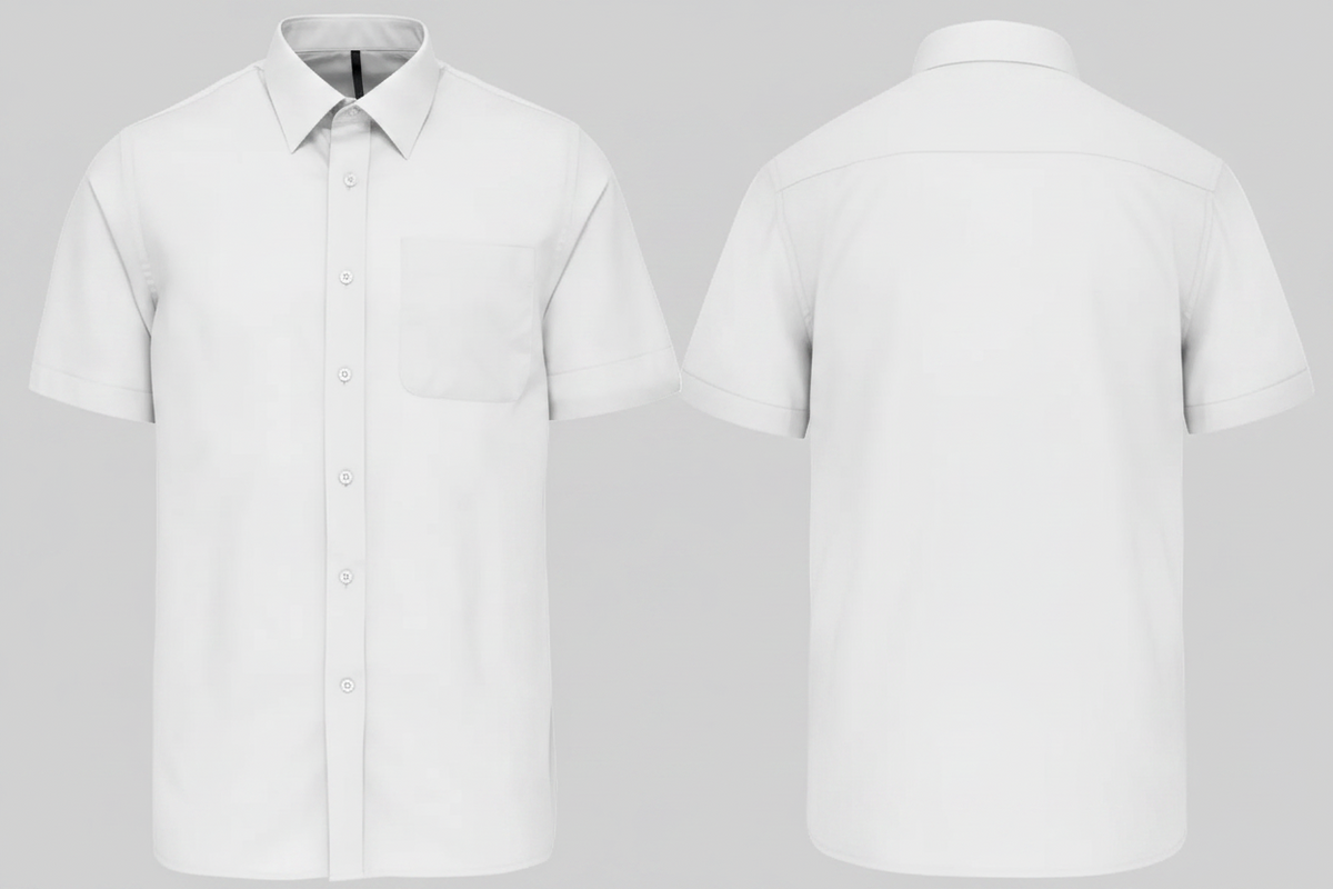 Dames poplin blouse korte mouwen borduren - Kariban K544