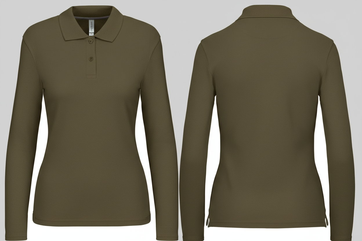 Kariban K244 Dames Polo Lange Mouwen Borduren | Katoen | 220 g/m²