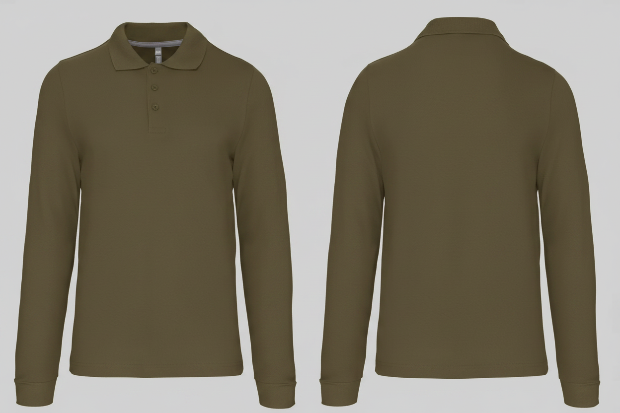 Kariban K243 Heren Polo Lange Mouwen Borduren | Katoen | 220 g/m²