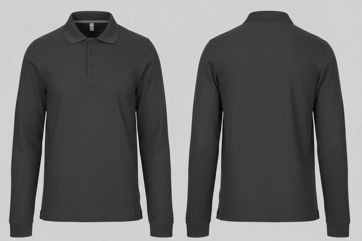Kariban K243 Heren Polo Lange Mouwen Borduren | Katoen | 220 g/m²