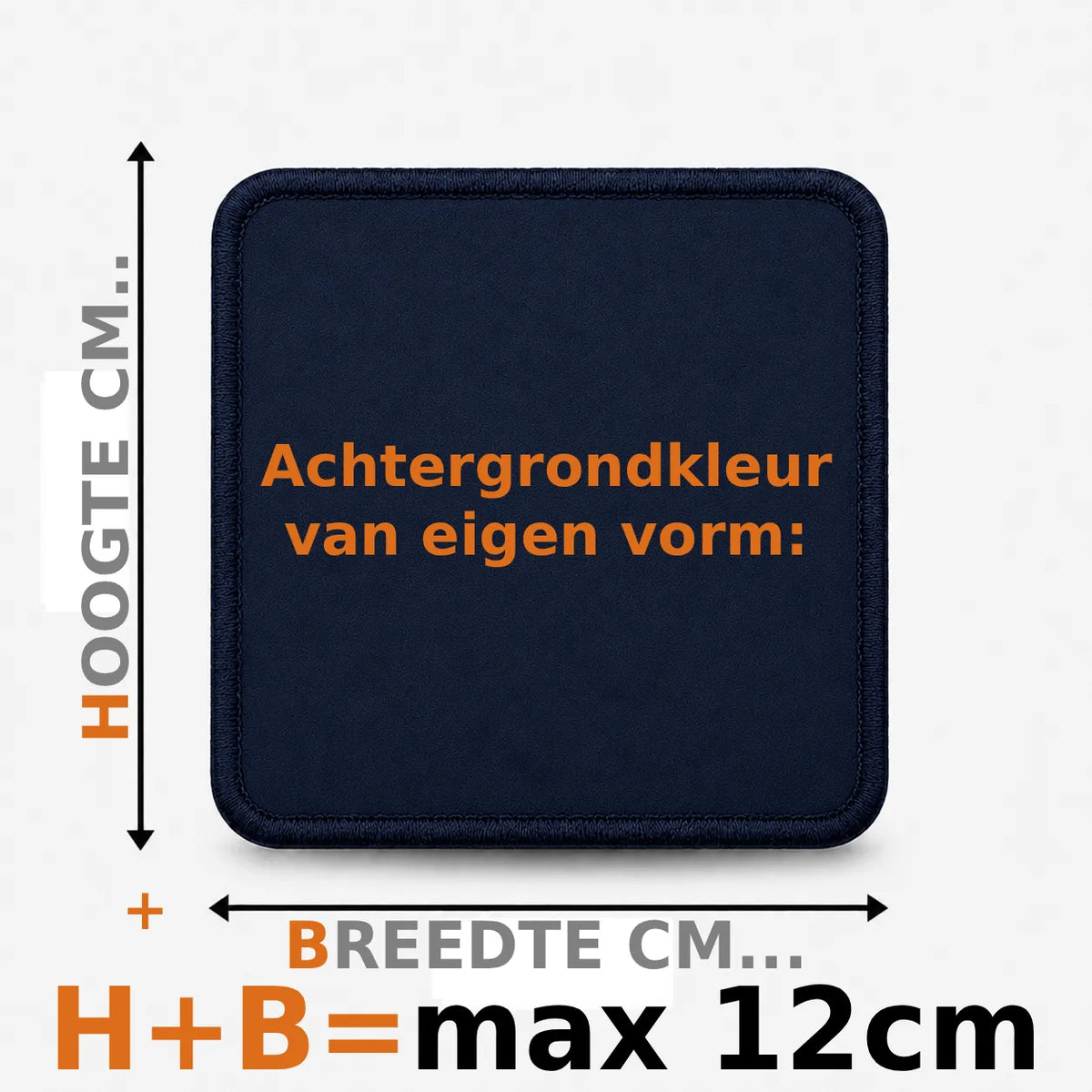 Geborduurd embleem eigen vorm tot 12 cm in donkerblauw