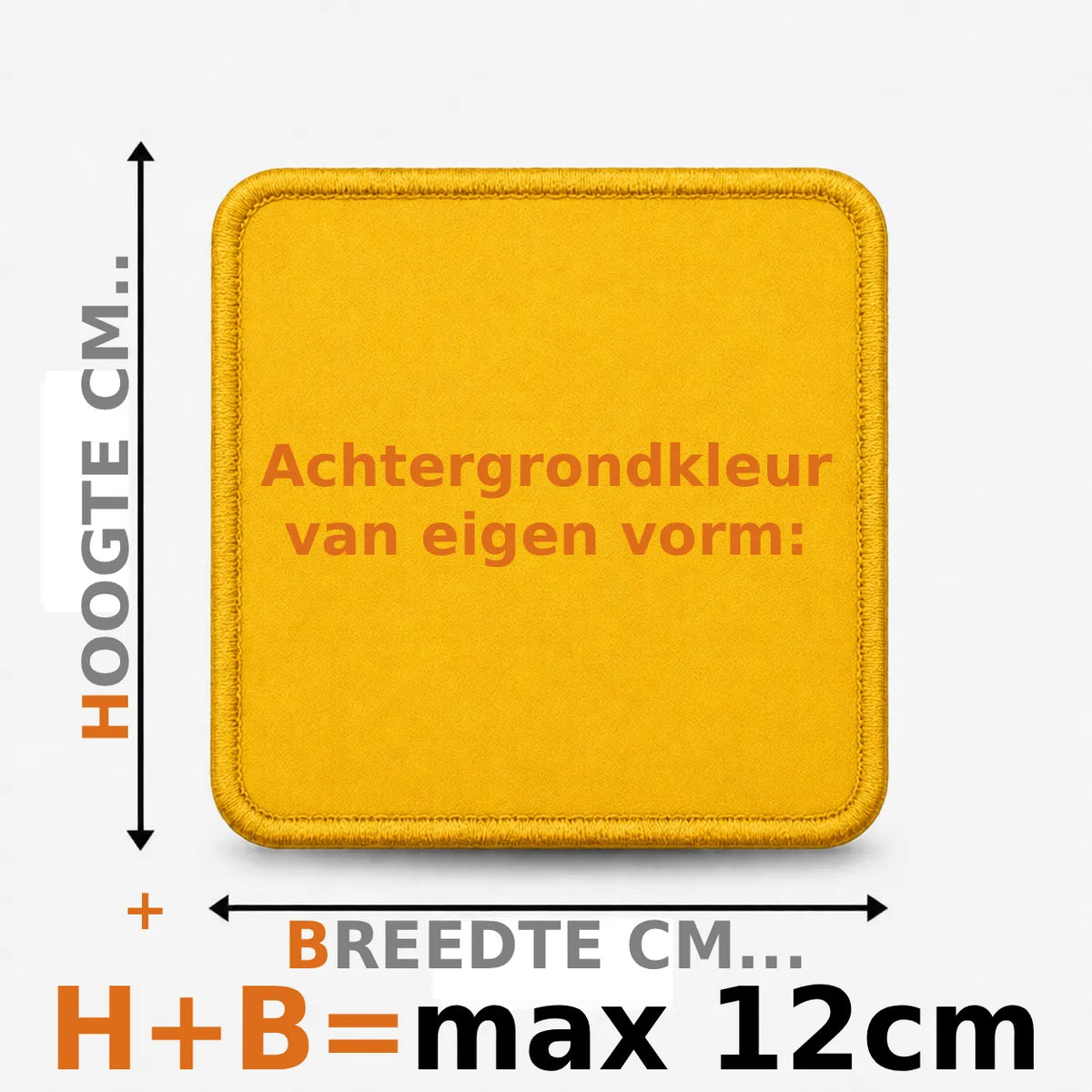 Geborduurd embleem eigen vorm tot 12 cm in geel
