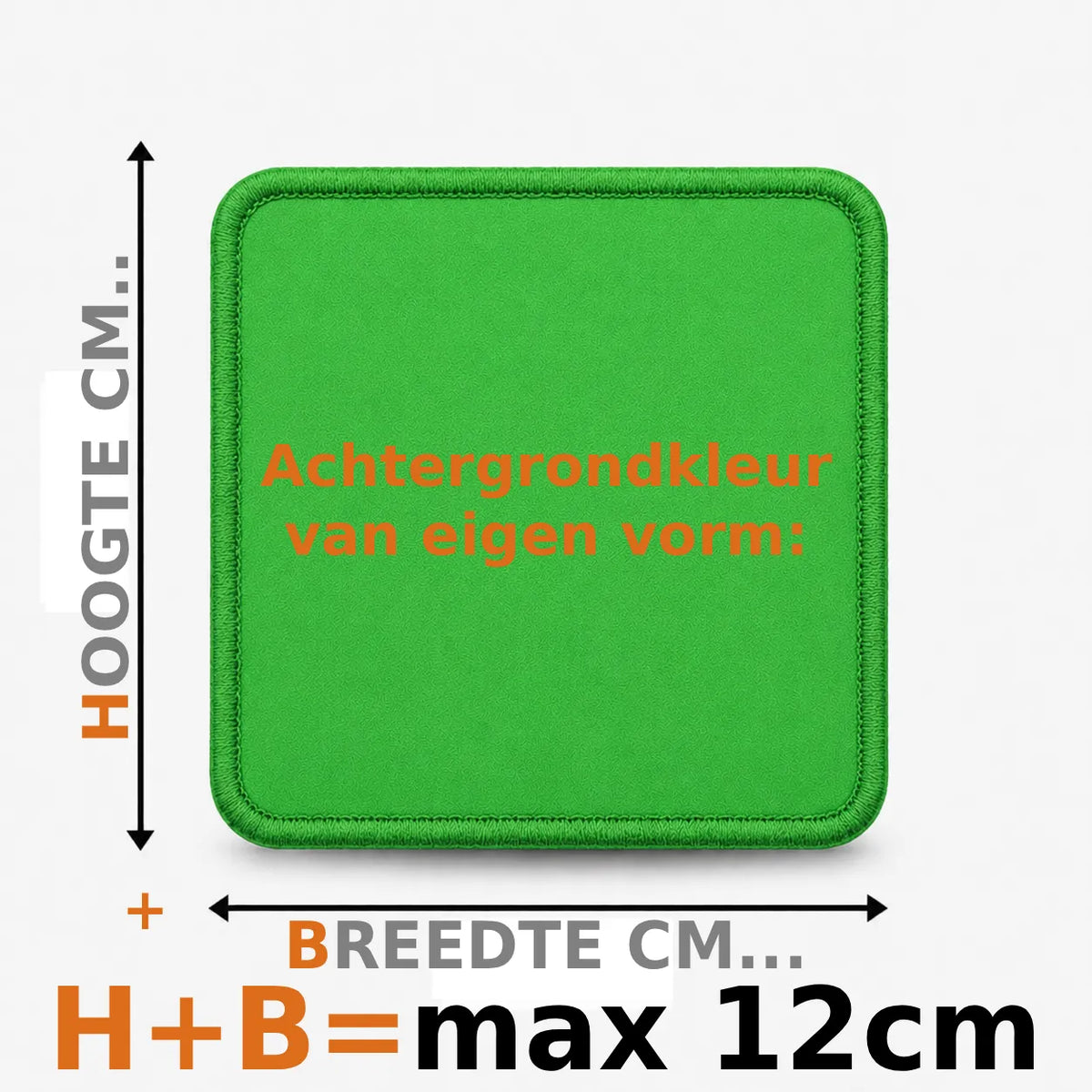 Geborduurd embleem eigen vorm tot 12 cm in groen