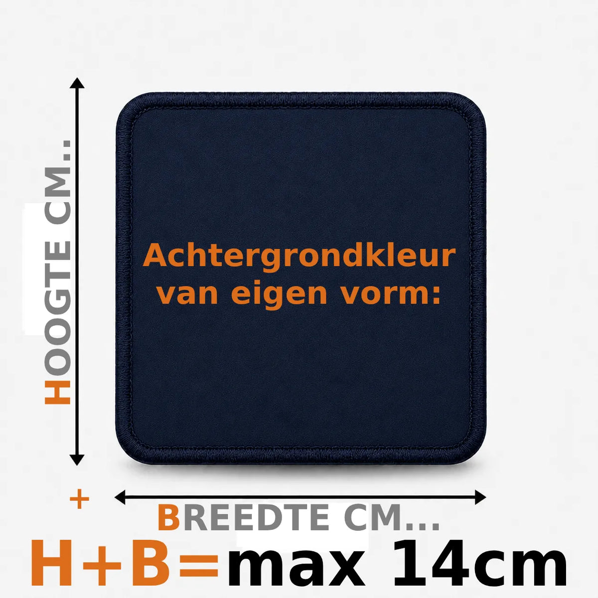 Geborduurd embleem eigen vorm tot 14 cm in donkerblauw