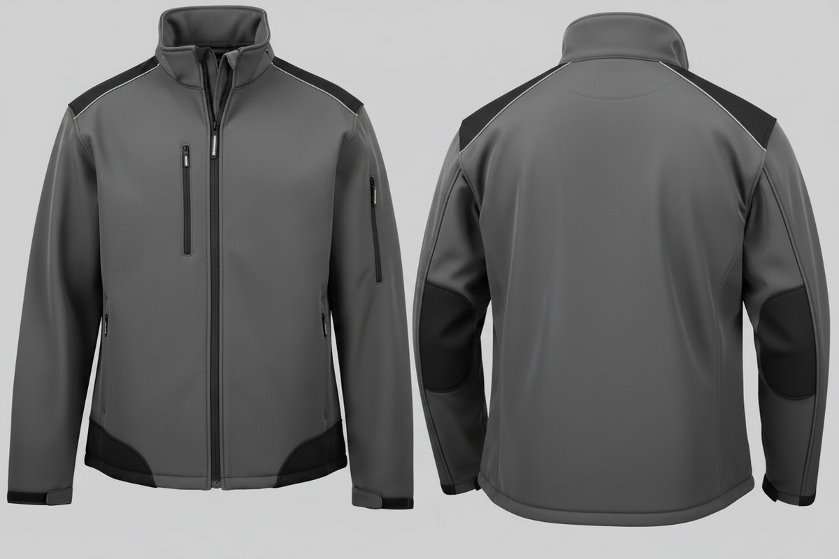 Ripstop softshell werkjas borduren grijs / zwart - Result RS124