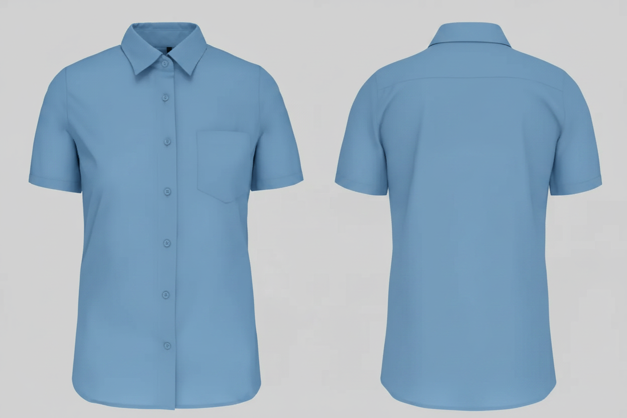 Kariban K544 Dames Poplin Blouse Korte Mouwen Borduren | 100% Katoen | 125 g/m²