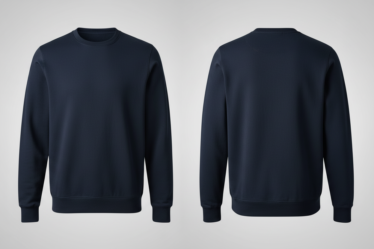 B&C BCU31B heren biologisch sweatshirt borduren - Marine - voor en achterkant