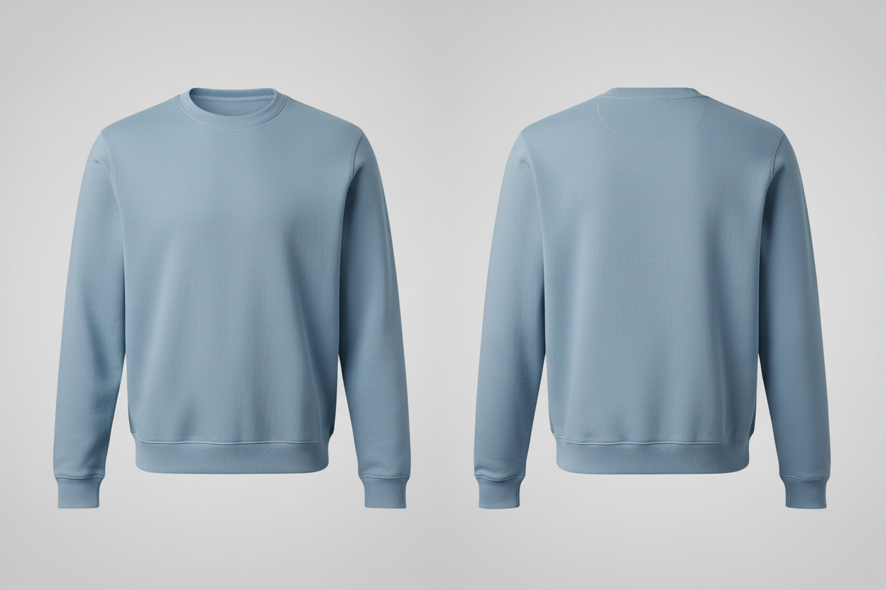 B&C BCU31B heren biologisch sweatshirt borduren - Blauwe mist - voor en achterkant