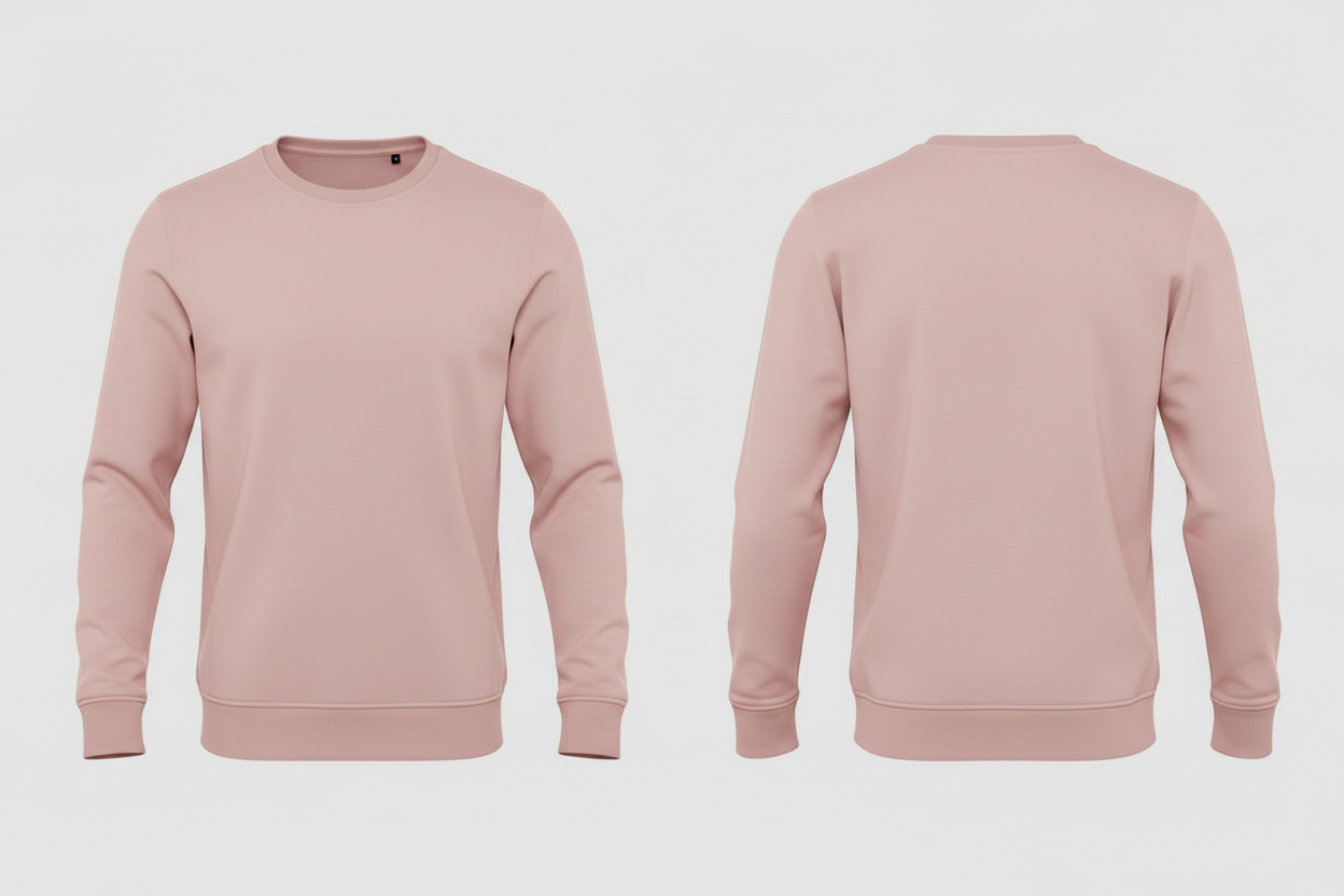B&C BCU31B heren biologisch sweatshirt borduren - Zachte roos - voor en achterkant