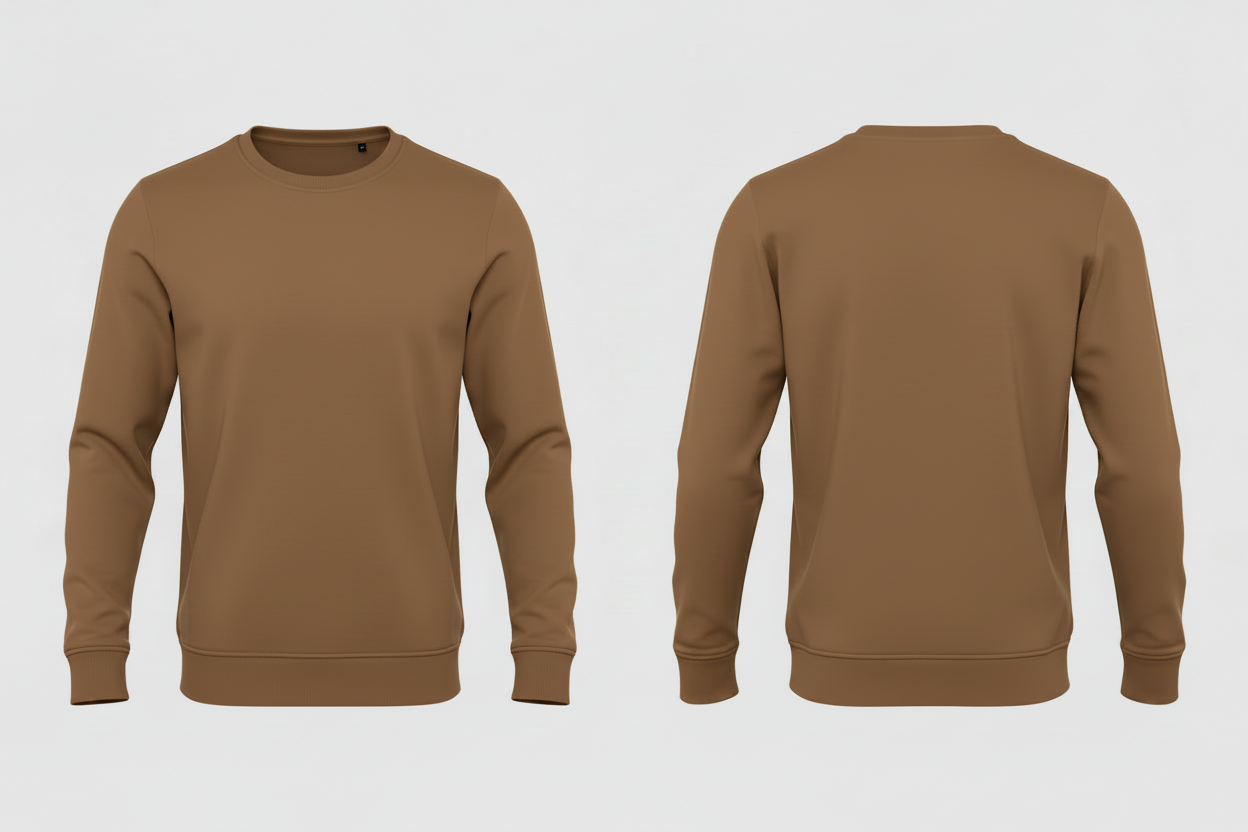 B&C BCU31B heren biologisch sweatshirt borduren - Mokka - voor en achterkant