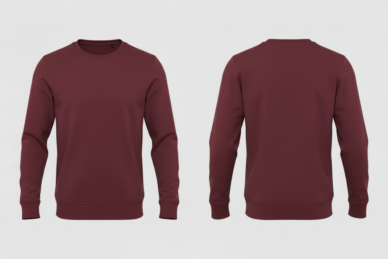 B&C BCU31B heren biologisch sweatshirt borduren - Bourgondië - voor en achterkant