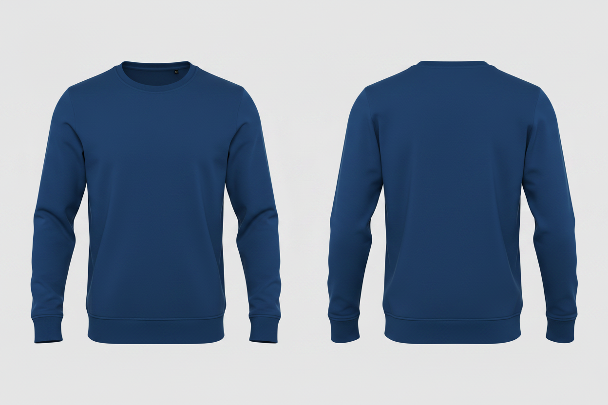 B&C BCU31B heren biologisch sweatshirt borduren - Koningsblauw - voor en achterkant