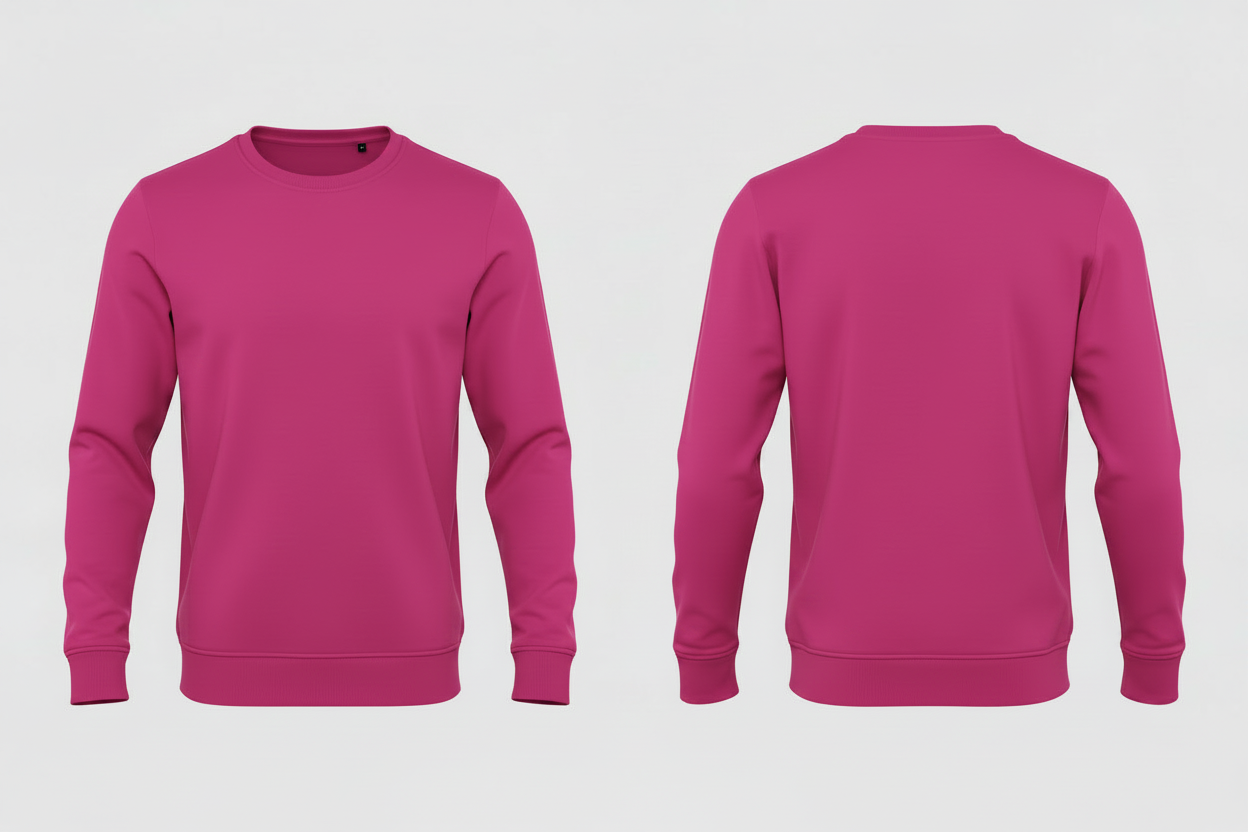 B&C BCU31B heren biologisch sweatshirt borduren - Magenta Roze - voor en achterkant