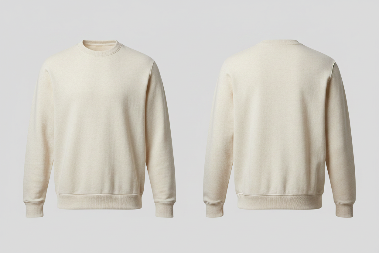 B&C BCU31B heren biologisch sweatshirt borduren - Gebroken wit - voor en achterkant