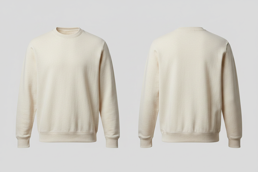 B&C BCU31B heren biologisch sweatshirt borduren - Gebroken wit - voor en achterkant