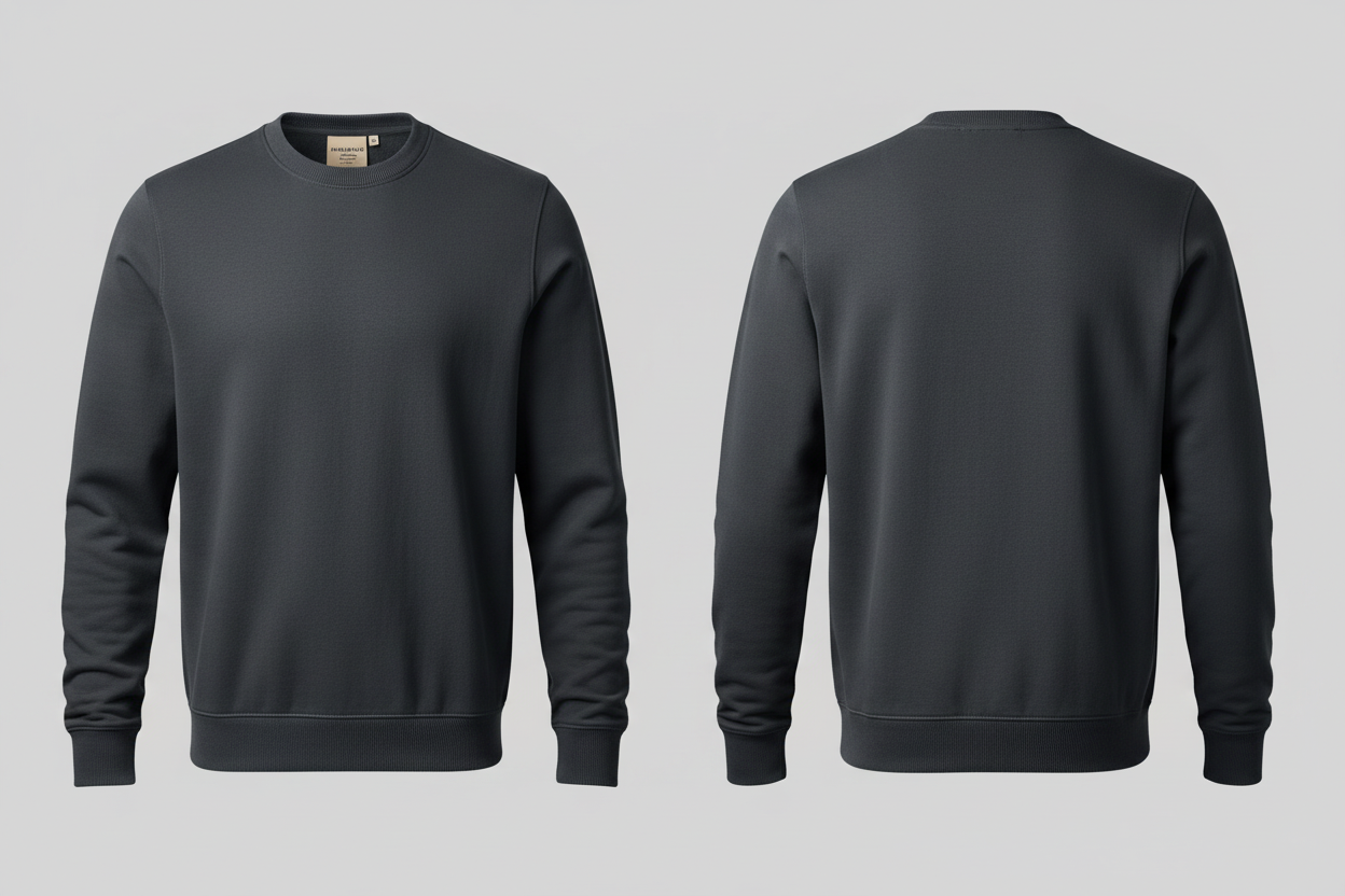 B&C BCU31B heren biologisch sweatshirt borduren - Asfalt - voor en achterkant