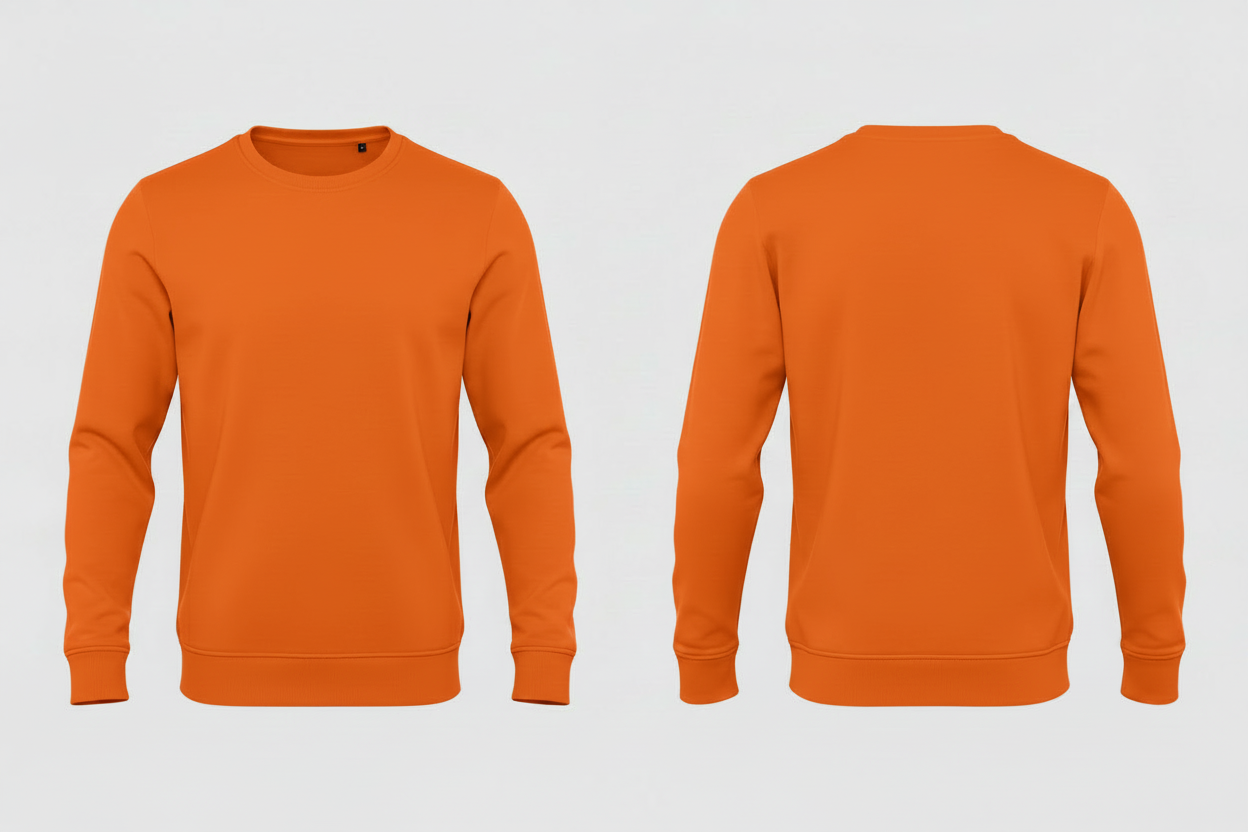 B&C BCU31B heren biologisch sweatshirt borduren - Puur oranje - voor en achterkant