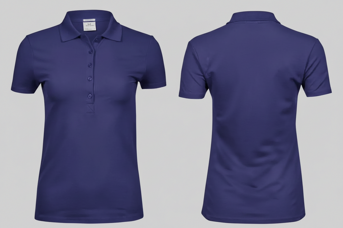 Dames luxe stretch polo borduren indigoblauw - Tee Jays TJ145