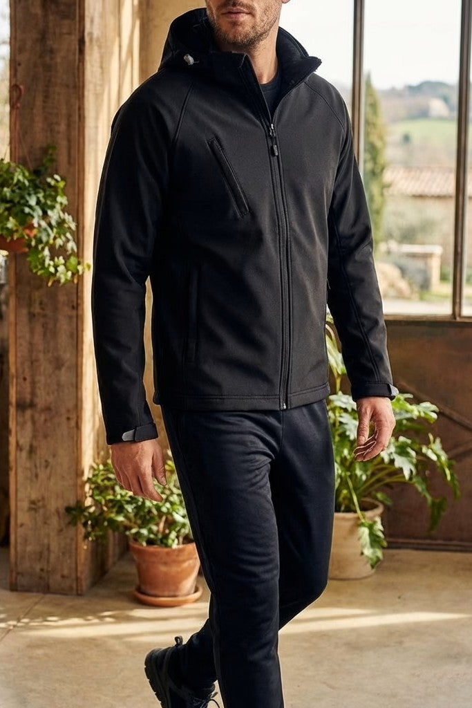 Kariban K413 Heren Softshell Jas met Capuchon Borduren | 100% Polyester | 3-laags