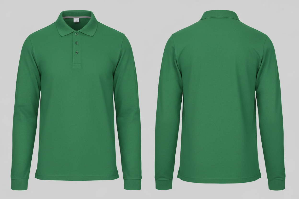 Kariban K243 Heren Polo Lange Mouwen Borduren | Katoen | 220 g/m²