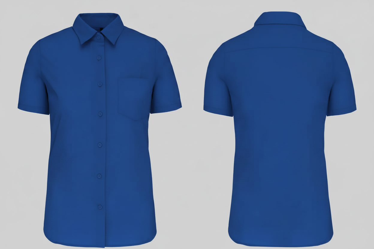 Kariban K544 Dames Poplin Blouse Korte Mouwen Borduren | 100% Katoen | 125 g/m²