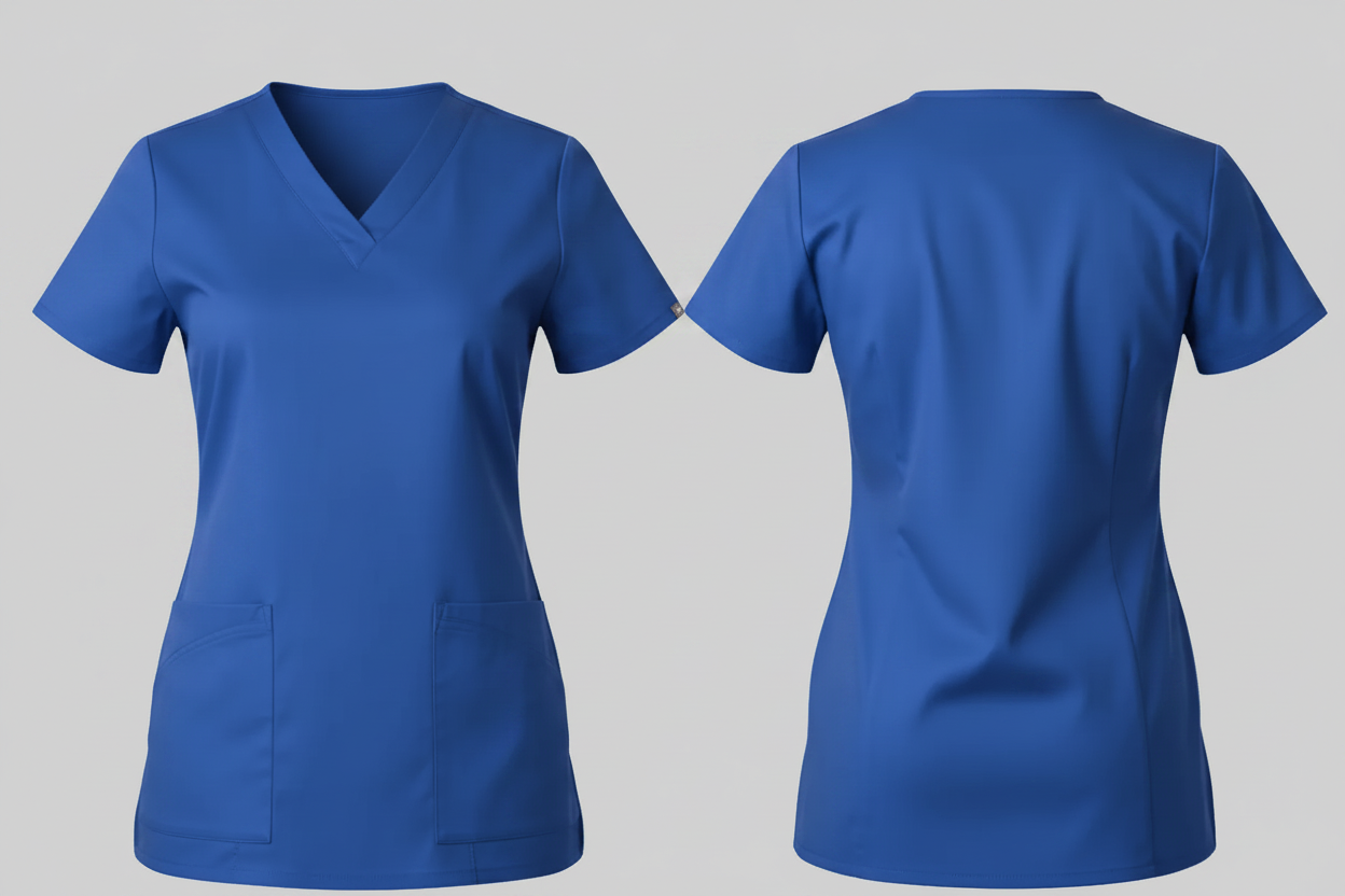 Valento CQVALAV Lavender Scrub Top Dames Slim Fit Borduren | 150 g