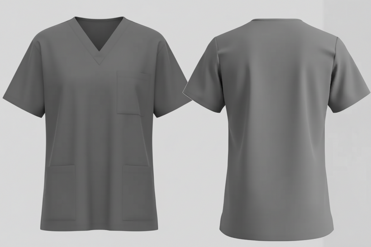 Scrub tunic borduren konvooi grijs - Radsow Uneek UC921