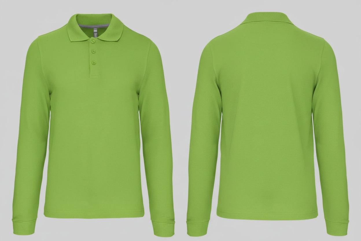 Kariban K243 Heren Polo Lange Mouwen Borduren | Katoen | 220 g/m²