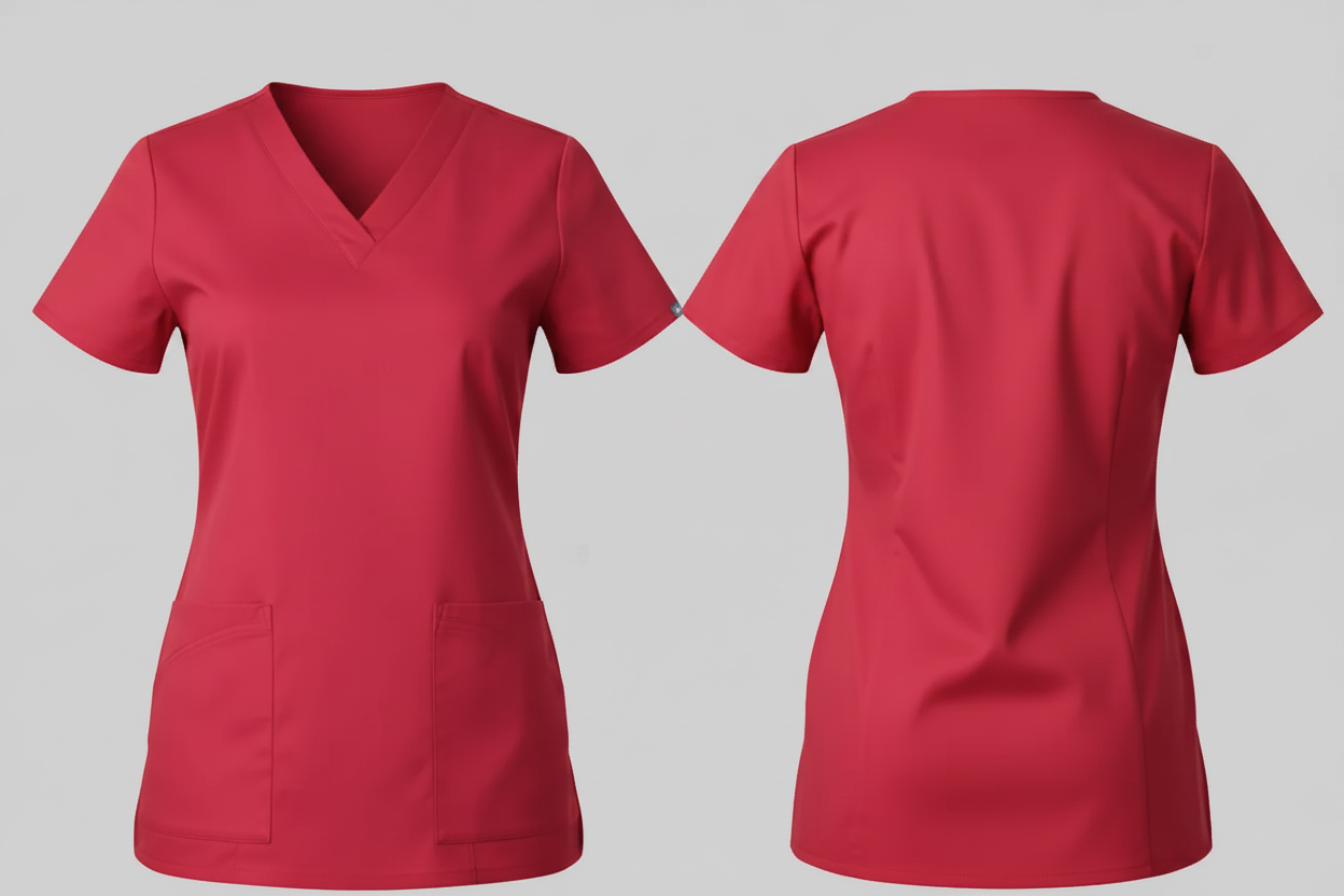 Valento CQVALAV Lavender Scrub Top Dames Slim Fit Borduren | 150 g