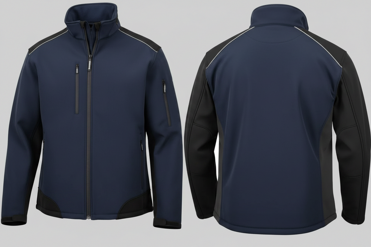 Ripstop softshell werkjas borduren marine / zwart - Result RS124