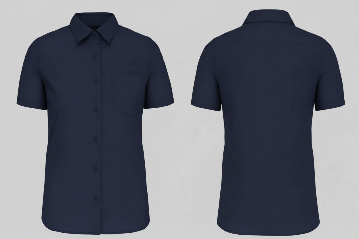 Kariban K544 Dames Poplin Blouse Korte Mouwen Borduren | 100% Katoen | 125 g/m²