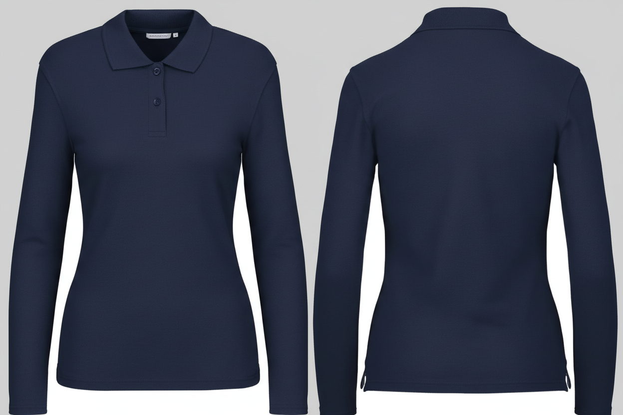 Kariban K244 Dames Polo Lange Mouwen Borduren | Katoen | 220 g/m²
