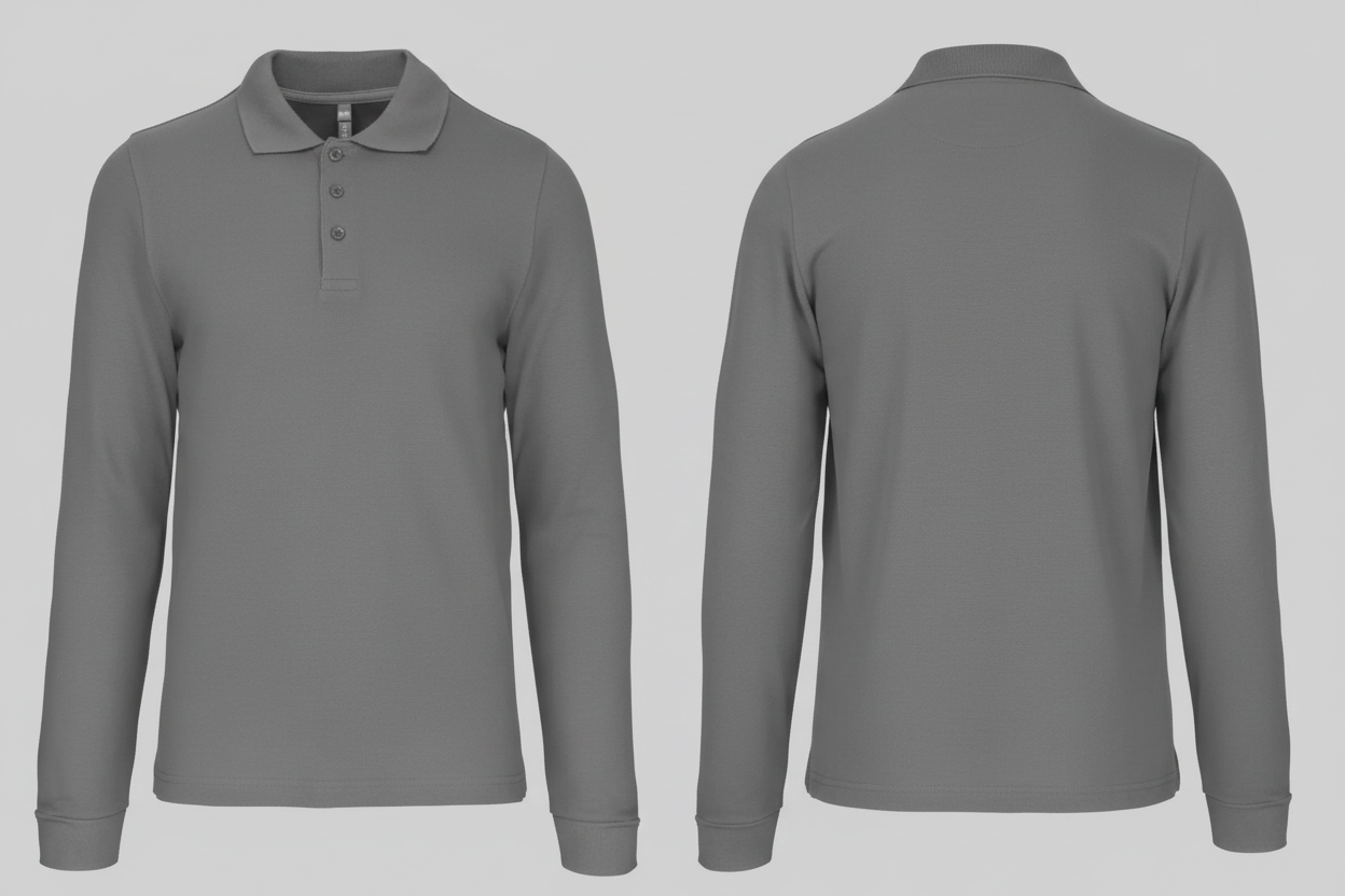 Kariban K243 Heren Polo Lange Mouwen Borduren | Katoen | 220 g/m²