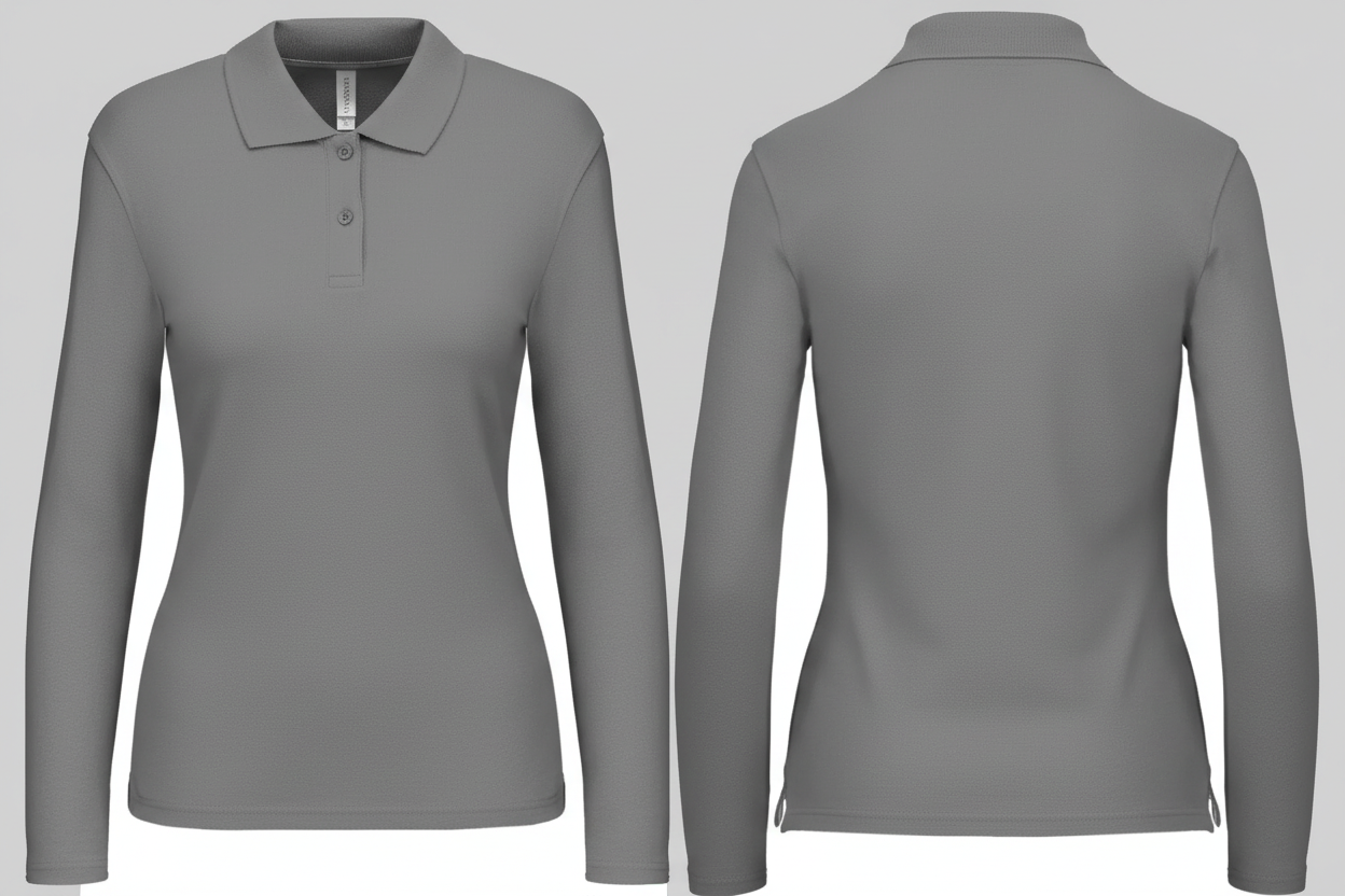 Kariban K244 Dames Polo Lange Mouwen Borduren | Katoen | 220 g/m²